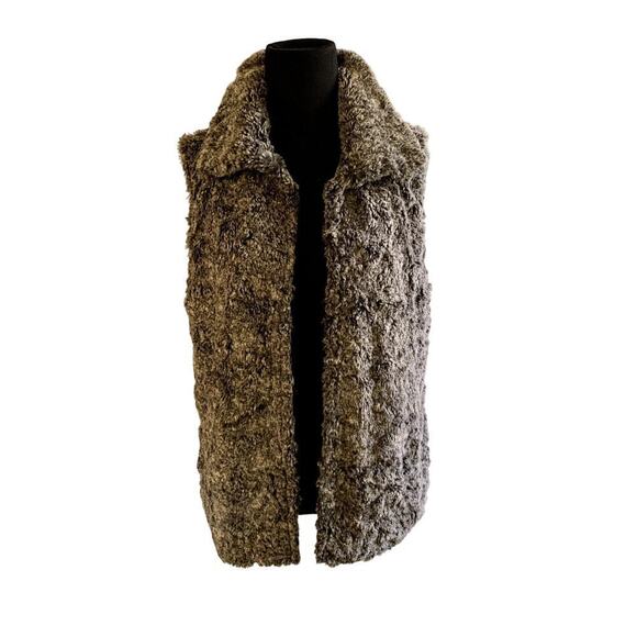 Chico's Faux Fur Chinchilla Long Brown Vest Size Chico's 1 or Size Medium - Picture 2 of 7